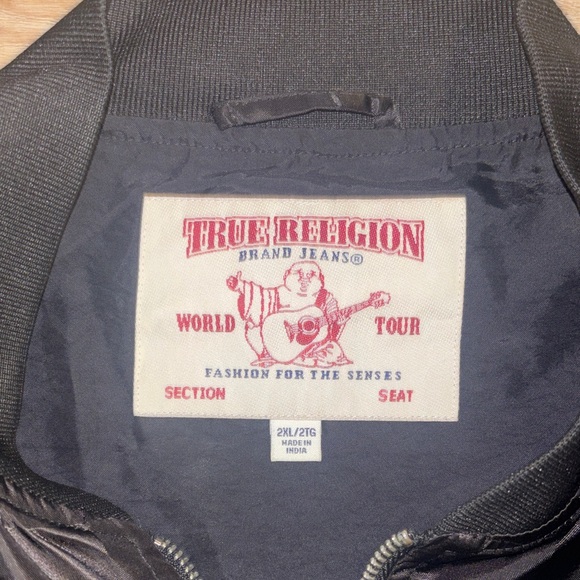 True Religion Black Checkered Bomber Jacket - Picture 3 of 4